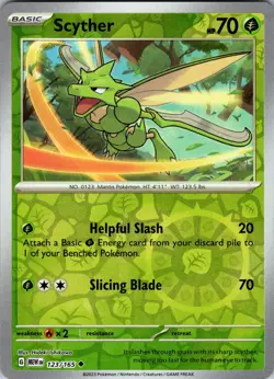 Scyther 123/165 Uncommon 151 Pokemon Reverse Holo Near Mint - Image 1