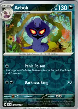 Arbok 101/162 Common Temporal Forces Pokemon Reverse Holo Lightly Played - Image 1