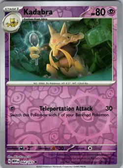 Kadabra 064/165 Uncommon 151 Pokemon Reverse Holo Near Mint - Image 1