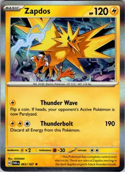 Zapdos 065/167 Rare Twilight Masquerade Pokemon Holo Near Mint - Image 1