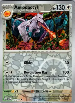 Aerodactyl 142/165 Rare 151 Pokemon Reverse Holo Near Mint - Image 1