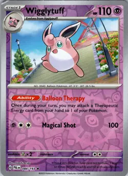 Wigglytuff 084/193 Rare Paldea Evolved Pokemon Reverse Holo Near Mint - Image 1