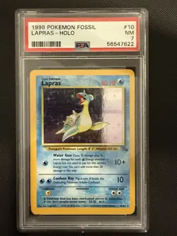 1999 POKEMON FOSSIL #10 LAPRAS-HOLO PSA 7 - Image 1