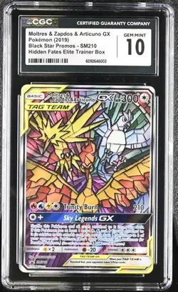 2019 Pokemon Moltres Zapdos Articuno GX SM210 Black Star Promo CGC 10 - Image 3