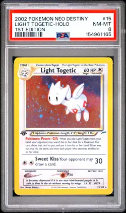 2002 POKEMON NEO DESTINY 1ST EDITION #15 LIGHT TOGETIC-HOLO PSA 8 - Image 1