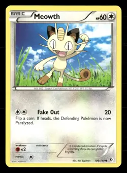 Meowth 106/149 Common Boundaries Crossed Pokemon Lightly Played - Image 1