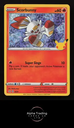 Scorbunny 016/025 Promo McDonald's 25th Anniversary Promos Pokemon Holo LP - Image 1