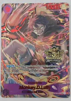 One Piece TCG Monkey D Luffy OP09-119 SEC JP 3rd Anniversary Set NM ENGLISH - Image 1