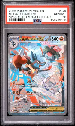 2025 POKEMON MEG EN-MEGA EVOLUTION #179 MEGA LUCARIO EX PSA 10 - Image 1