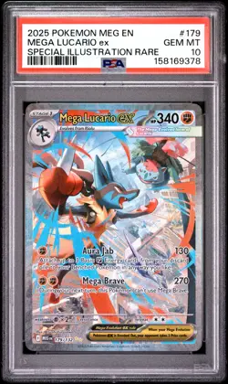 2025 POKEMON MEG EN-MEGA EVOLUTION #179 MEGA LUCARIO EX PSA 10 - Image 1