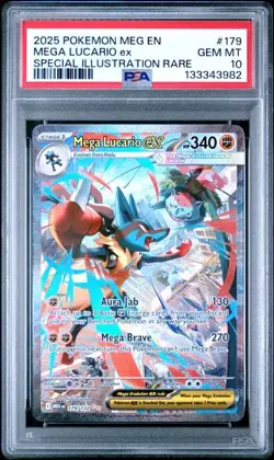 2025 POKEMON MEGA EVOLUTION 179 MEGA LUCARIO ex SPECIAL ILLUSTRATION RARE PSA 10 - Image 2
