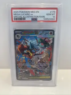 Pokemon TCG Mega Lucario EX 179/132 Mega Evolution PSA 10 - Image 1