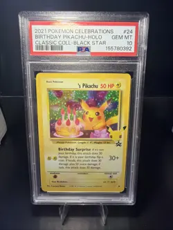 PSA 10 Birthday Pikachu Holo 24 Celebrations Classic Collection Pokemon - Image 1