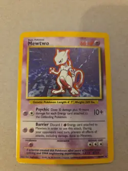 Pokemon TCG Mewtwo 10/102 1999 Base Set Holo Unlimited Rare MP - Image 1