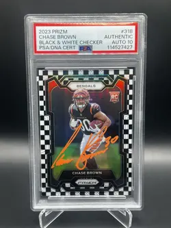2023 Panini Prizm - Chase Brown Black & White Checker(RC) PSA DNA Cert Auto 10🚨 - Image 1