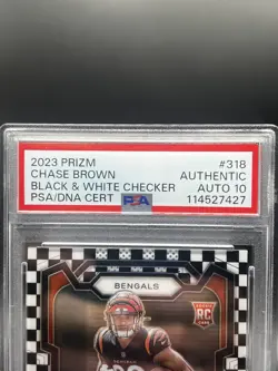 2023 Panini Prizm - Chase Brown Black & White Checker(RC) PSA DNA Cert Auto 10🚨 - Image 2