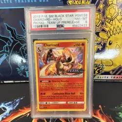 PSA 8 2019 Pokemon SM Black Star Promo Charizard SM158 English Holo Prerelease - Image 1