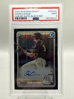 2020 Bowman Draft 1st OWEN CAISSIE Chrome Black Refractor Auto /75 #CDA-OC PSA 9 - Image 1