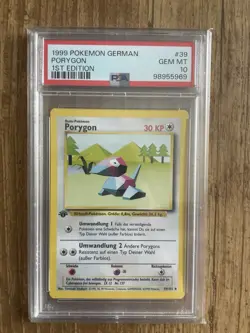 PSA 10 GEM MINT - 1999 Pokemon Porygon - 1st Edition - Deutsch - Image 1