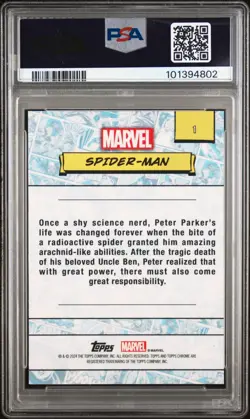2024 TOPPS CHROME MARVEL SPIDER MAN #1 PSA MINT {9} - Image 2