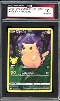 2021 Pokemon Celebrations #005 Pikachu Full Art KSA 10 Gem Mint - Image 1