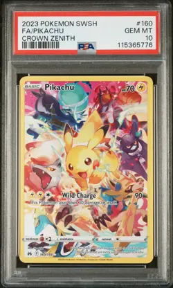 2023 POKEMON SWORD & SHIELD CROWN ZENITH #160 FULL ART/PIKACHU PSA 10 - Image 1