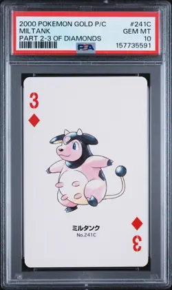 2000 POKEMON GOLD VERSION PART 2 PLAYING CARDS 3 OF DIAMONDS MILTANK PSA 10 - Image 1