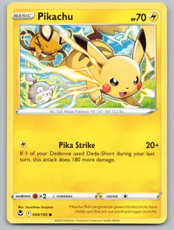Pikachu 049/195 Common Silver Tempest Pokemon NM/M - Image 1