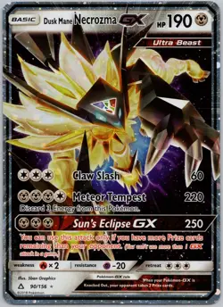 *Jumbo* Dusk Mane Necrozma GX 90/156 Holo GX Rare Ultra Prism Pokemon LP - Image 1