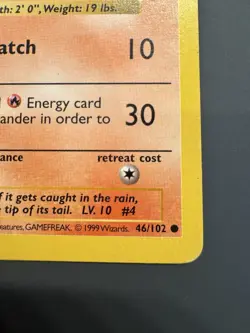 Charmander | 46/102 | Base Set Shadowless | MP | Vintage WOTC Pokemon Card - Image 5