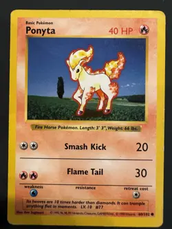 Ponyta | 60/102 | Base Set Shadowless | HP | Vintage WOTC Pokemon Card - Image 1