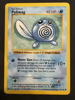 Poliwag | 59/102 | Base Set Shadowless | MP | Vintage WOTC Pokemon Card - Image 1