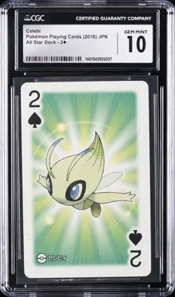 2017 POKEMON ALL STAR PLAYING CARDS 2 OF SPADES CELEBI CGC 10 GEM MINT - Image 1
