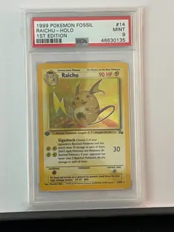 1999 Pokemon Fossil #14 Raichu-Holo 1st Edition Mint PSA 9 - Image 1