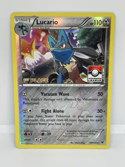 Lucario Fates Collide Reverse Holo 63/124 - Pokemon League 1st Place Stamped NM. - Image 1