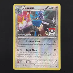 Pokemon TCG Card Lucario 63/124 Fates Collide Pokemon League 2nd Place - LP - Image 1
