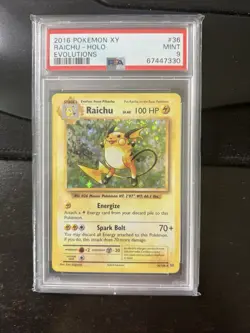 2016 POKEMON XY EVOLUTIONS #36 RAICHU-HOLO PSA 9 AN - Image 1