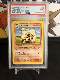 PSA 9 Mint 1999 POKEMON BASE SET 1999-2000 “4TH PRINT” #23 ARCANINE - Image 1