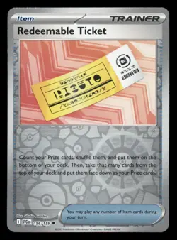 REDEEMABLE TICKET 156/159 UNCOMMON JOURNEY TOGETHER POKEMON REVERSE HOLO NM - Image 1
