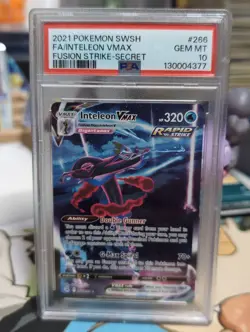 2021 Pokemon Inteleon VMAX Alt Art Fusion Strike 266/264 PSA 10 GEM MINT - Image 1