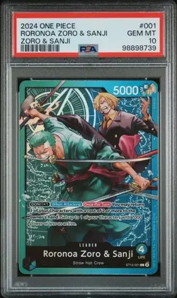 One Piece English - PSA 10 GEM MINT - ST12-001 Leader - Roronoa Zoro and Sanji - Image 1