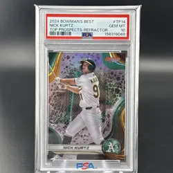 2024 Bowman's Best - Top Prospects Nick Kurtz #TP-14 Refractor (RC) PSA 10 - Image 1