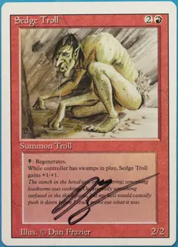 Sedge Troll Revised PLD Red Rare SIGNED MAGIC MTG CARD (ID# 521458) ABUGames - Image 1