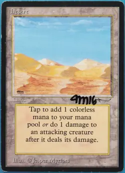 Desert Arabian Nights PLD Land Common SIGNED MAGIC CARD (ID# 521464) ABUGames - Image 1