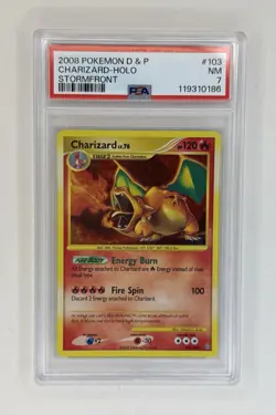 Pokemon TCG Diamond and Pearl Stormfront Charizard Cosmo Holo Rare 103/100 PSA7 - Image 1