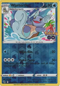 Wartortle 016/078 Uncommon Pokemon GO Pokemon Reverse Holo Near Mint - Image 1