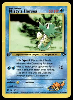 Misty's Horsea 87/132 Common Gym Challenge Pokemon 1st Edition Heavily Played - Image 1