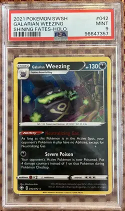 2021 Pokemon: GALARIAN WEEZING 042/072 [Holo] [Shining Fates] MINT PSA 9 - Image 1