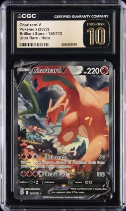 2022 POKEMON BRILLIANT STARS ULTRA RARE #154 CHARIZARD V CGC 10 PRISTINE - Image 1