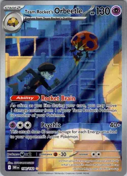 Team Rocket's Orbeetle 198/182 Illustration Rare Destined Rivals Pokemon Holo NM - Image 1